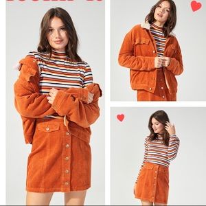 Burnt Orange Corduroy Denim Trucker Jacket 🍁